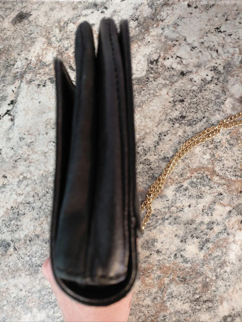 Banana Republic Suede & Leather Pushlock Black Metallic Crossbody Clutch Purse